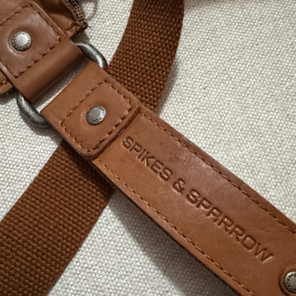 All Leather Spikes & Sparrow Sling Crossbody Bag/Pack-Brown-Multi Compartment - Picture 12 of 17